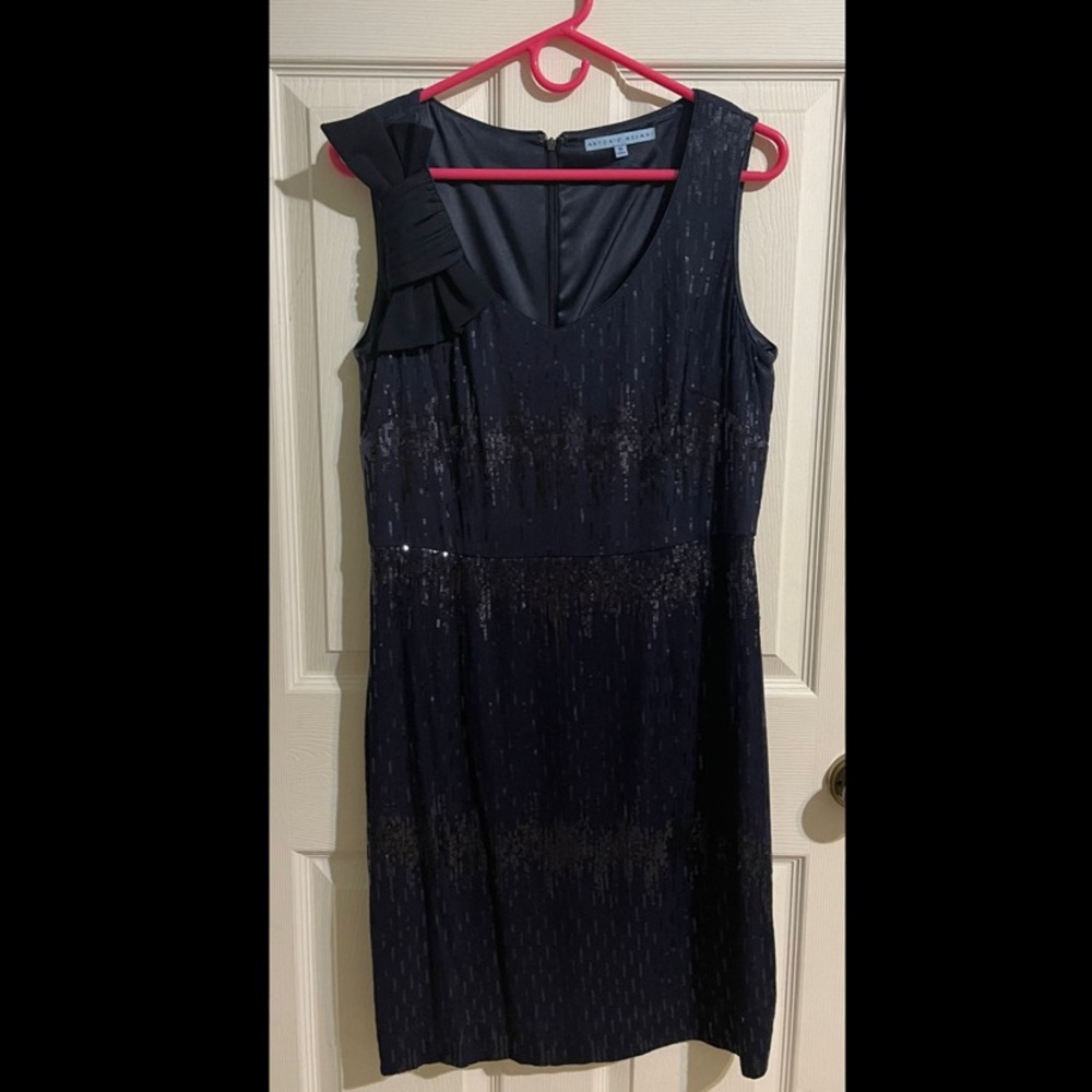 Antonio Melani navy blue fit and flare dress
